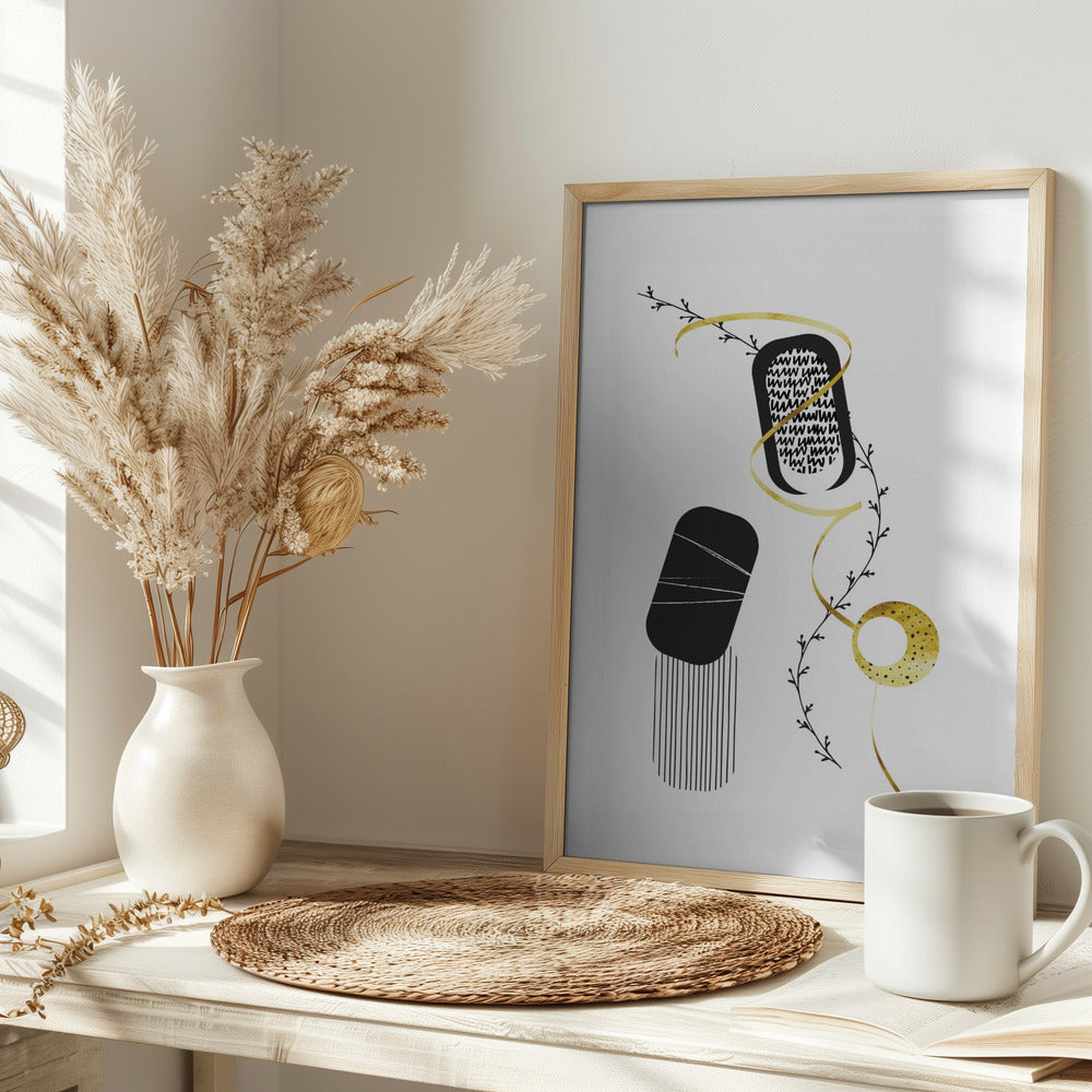 Black & White Abstract No. 1 | gold Poster